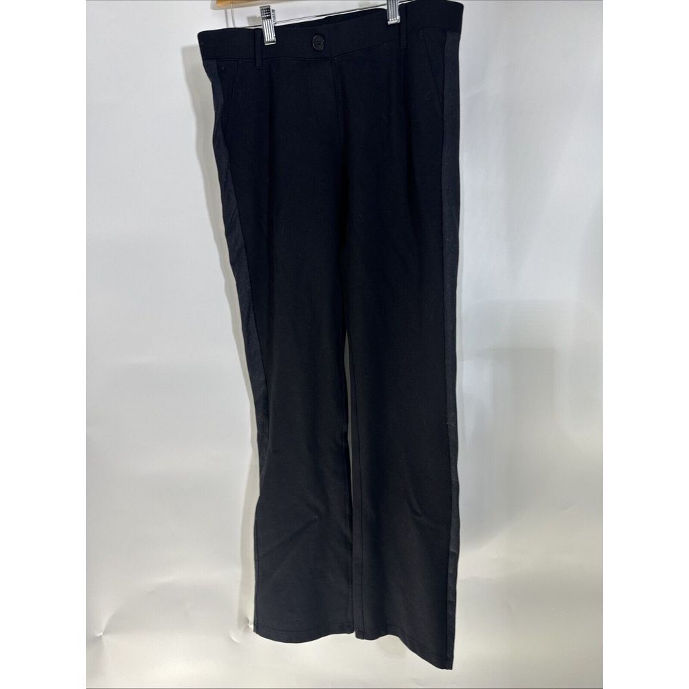 Betabrand Dress Pant Yoga Pants Black Tuxedo Stripe Straight Leg Medium W0438-BK